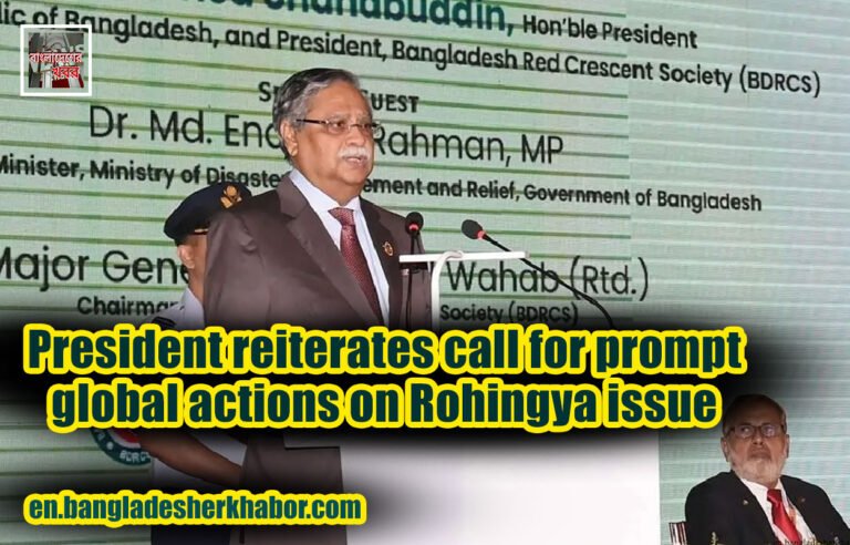 President reiterates call for prompt global actions on Rohingya issue